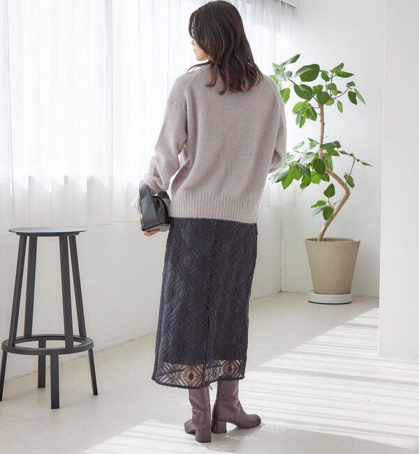 SHIPS for women「〈手洗い可能〉フォックス スパンコール クルーネック ニット」|ニット・セーター|