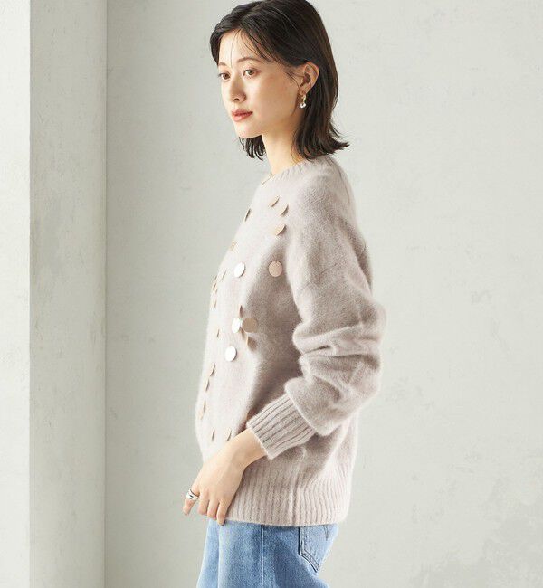 SHIPS for women「〈手洗い可能〉フォックス スパンコール クルーネック ニット」|ニット・セーター|