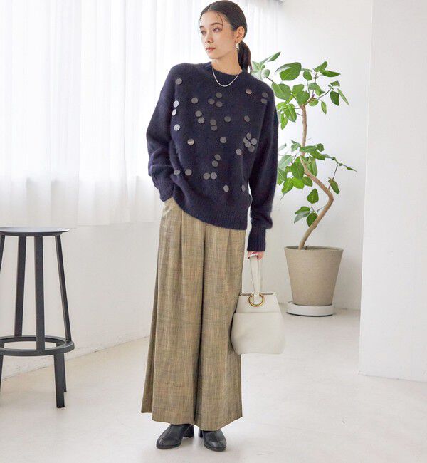 SHIPS for women「〈手洗い可能〉フォックス スパンコール クルーネック ニット」|ニット・セーター|