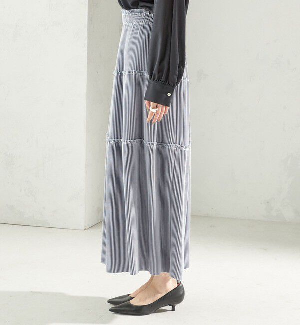 SHIPS for women「〈手洗い可能〉サテン プリーツ ティアード スカート」|スカート|