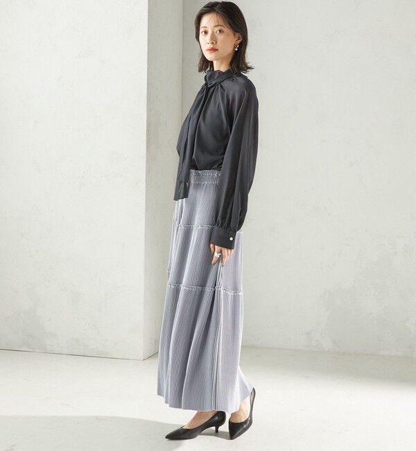 SHIPS for women「〈手洗い可能〉サテン プリーツ ティアード スカート」|スカート|