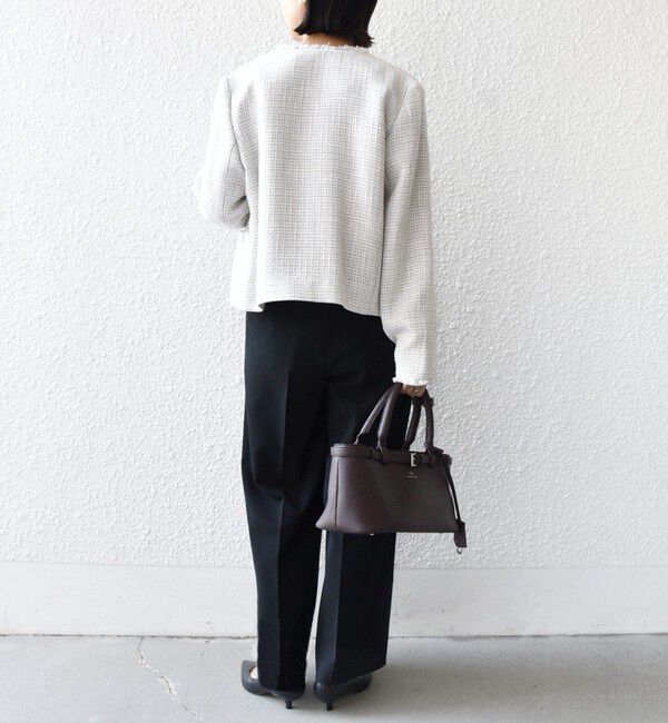 SHIPS for women「《一部追加予約》トライスピン 杢 ツイード パール モチーフ ボタン ジャケット（セレモニー対応可）」|ノーカラージャケット|