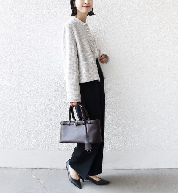 SHIPS for women「《一部追加予約》トライスピン 杢 ツイード パール モチーフ ボタン ジャケット（セレモニー対応可）」|ノーカラージャケット|