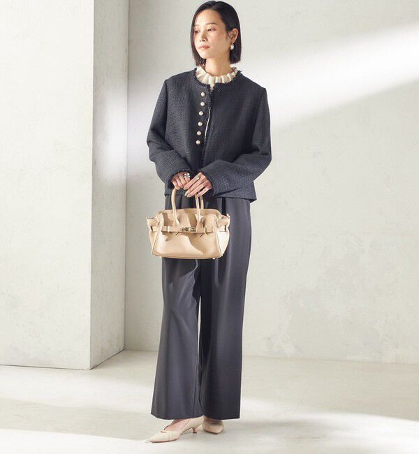 SHIPS for women「《一部追加予約》トライスピン 杢 ツイード パール モチーフ ボタン ジャケット（セレモニー対応可）」|ノーカラージャケット|