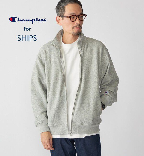 SHIPS「【SHIPS別注】Champion: リバースウィーブ スウェット スタンド ジップ カーディガン」|スウェット・ジャージ|グレー