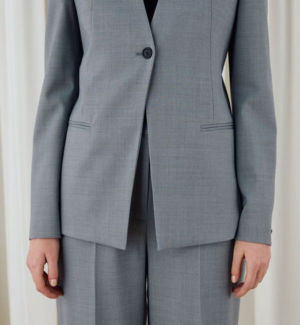 DES PRES「ポリエステルウールバラシャ Vカラージャケット」|ノーカラージャケット|