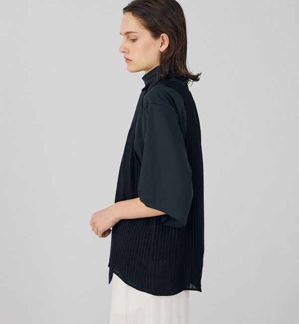 DES PRES「グリッターストライプ Uネックノースリーブブラウス」|シャツ・ブラウス|