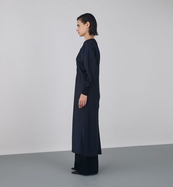 DES PRES「サテンジョーゼット クルーネックワンピース」|ワンピース|