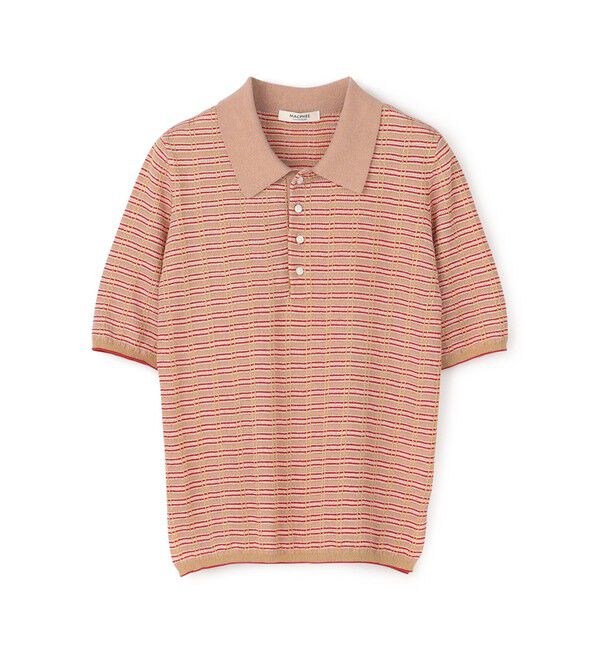 MACPHEE「コットンナイロンラメチェック ポロプルオーバー」|ニット・セーター|46 ブラウン系