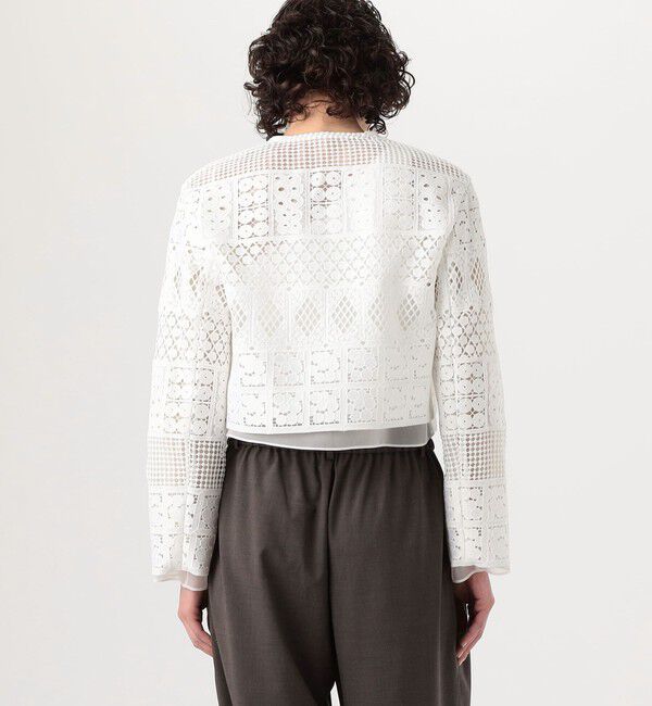 DES PRES「パッチワークレース ノーカラーブルゾン」|テーラードジャケット|