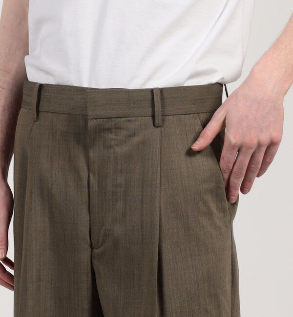 TOMORROWLAND MENS「ウールナイロン 1プリーツ ストレート バレルパンツ」|スラックス|