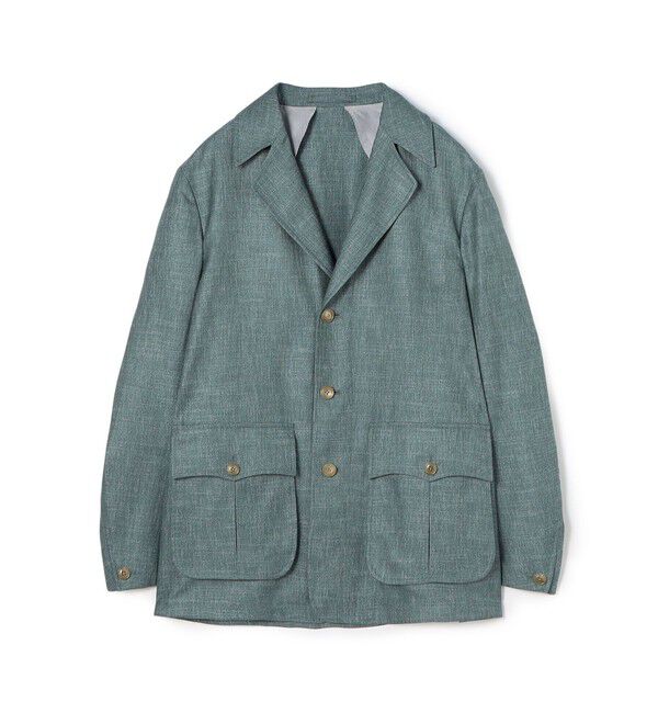 TOMORROWLAND MENS「バンブーシルクコットン サファリジャケット HAVANA DORMEUIL」|ブルゾン・スタジャン|65 ブルーグリーン