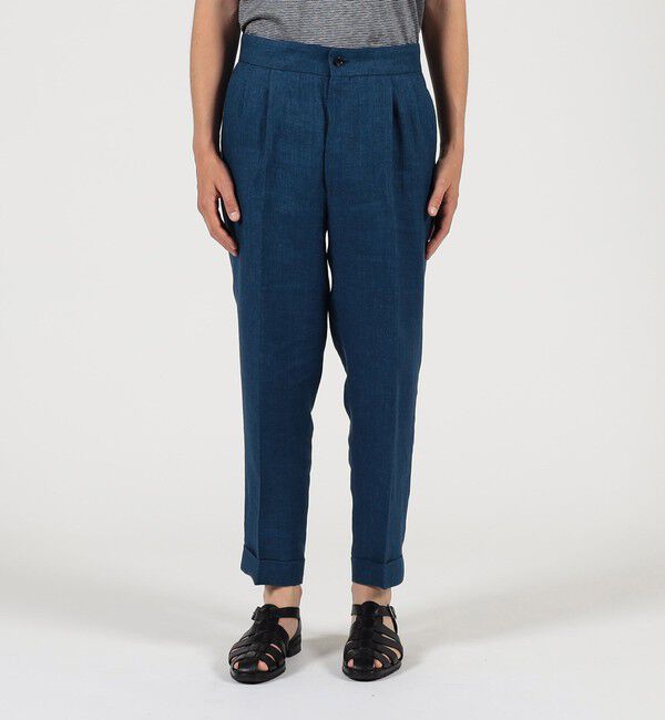 TOMORROWLAND MENS「リネン バックベルト ペグトップスラックス SOLBIATI」|スラックス|