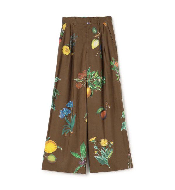 CABaN「CABaN コットン Green Showerプリント 2タックワイドパンツ」|チノ|46 ブラウン系