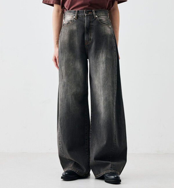 Edition「ブラックデニム バルーンパンツ」|デニム|
