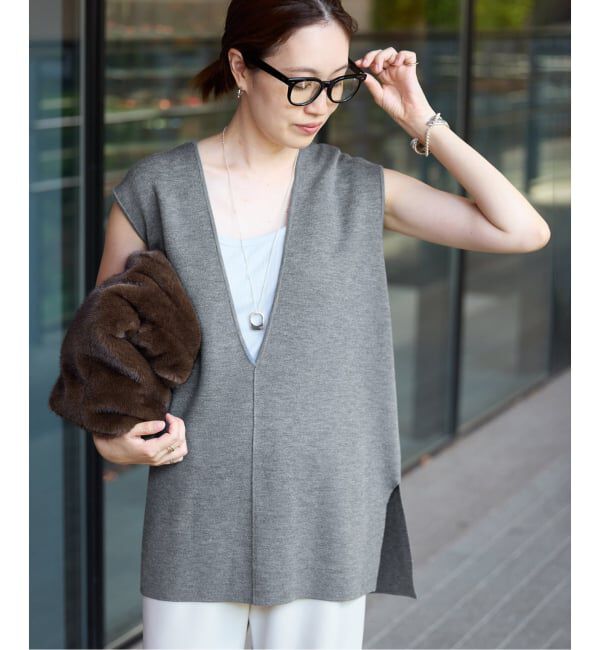 SLOBE IENA「《追加》ダブルフェイスニットベスト」|ベスト・ジレ|