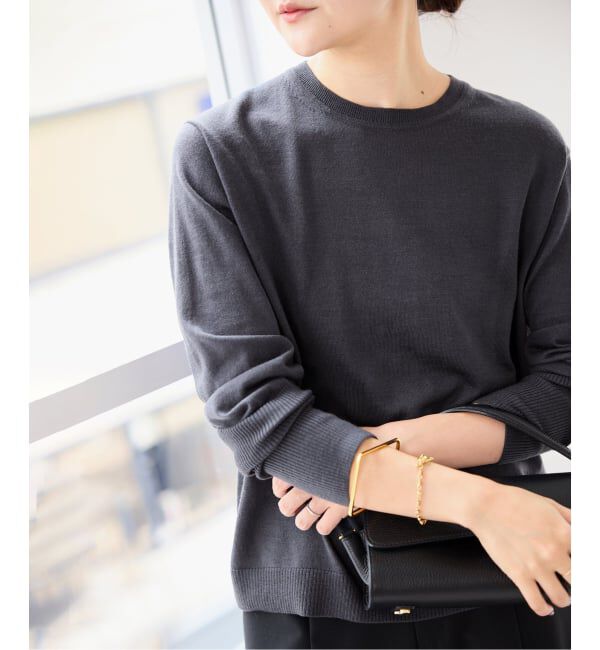 SLOBE IENA「《追加》ウォッシャブルプレーンニット」|ニット・セーター|グレーB