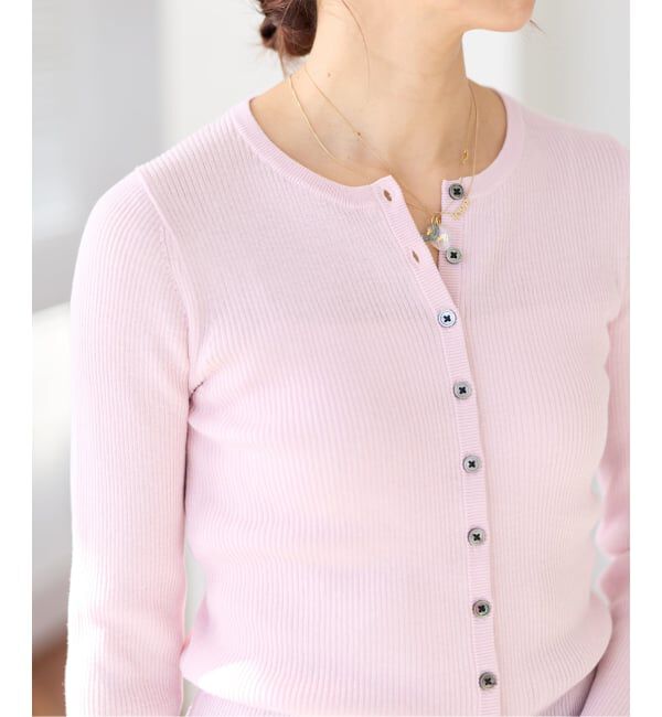 IENA「《WEB限定/追加予約》ハイゲージリブカーディガン」|カーディガン|ピンク