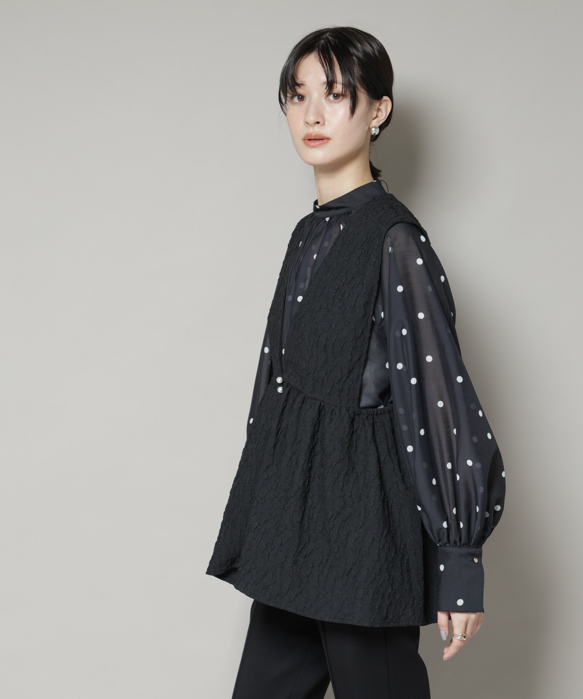 nano･universe「troisiemechaco/PUFFY JACQUARD　ジレ」|テーラードジャケット|