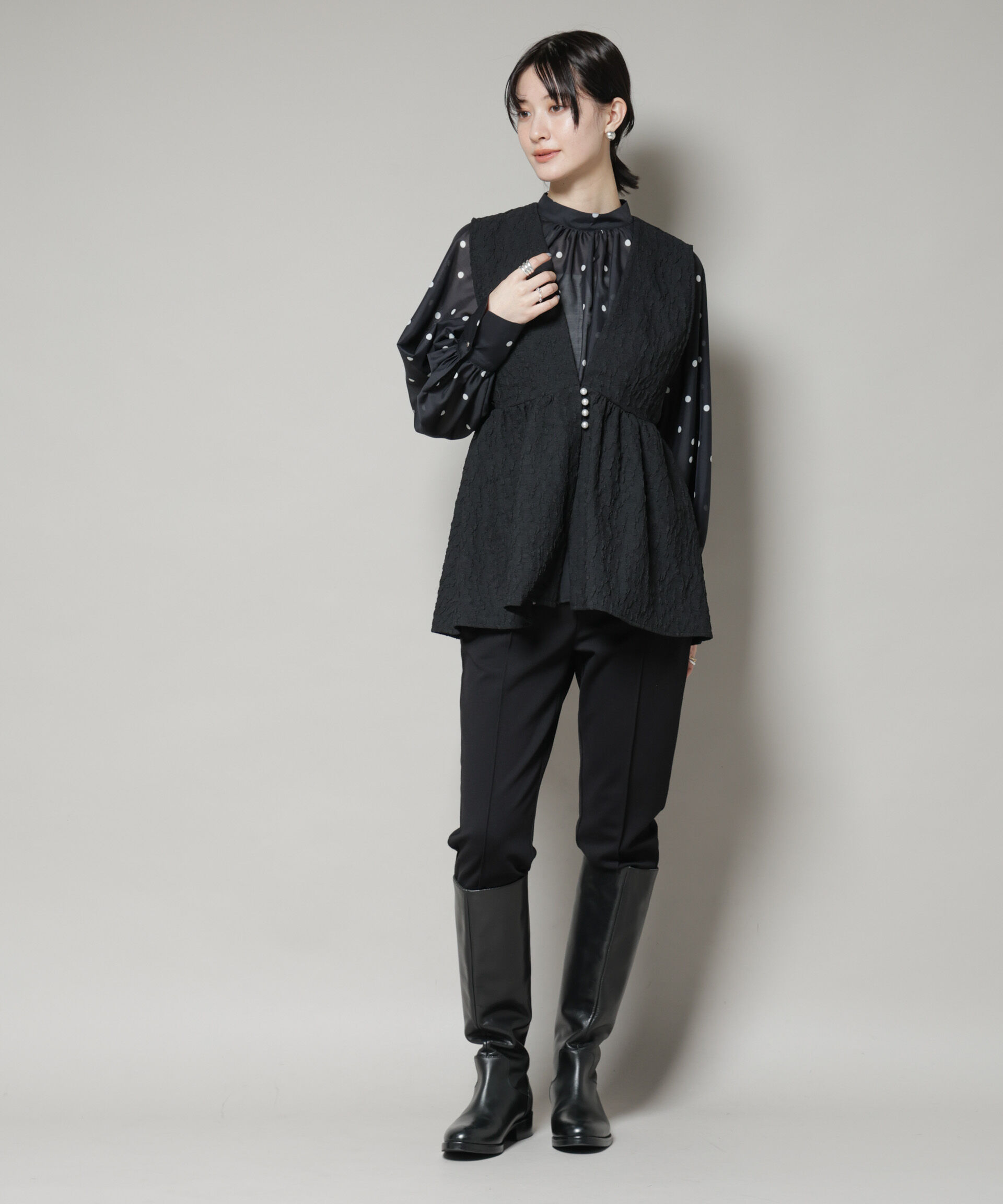 nano･universe「troisiemechaco/PUFFY JACQUARD　ジレ」|テーラードジャケット|