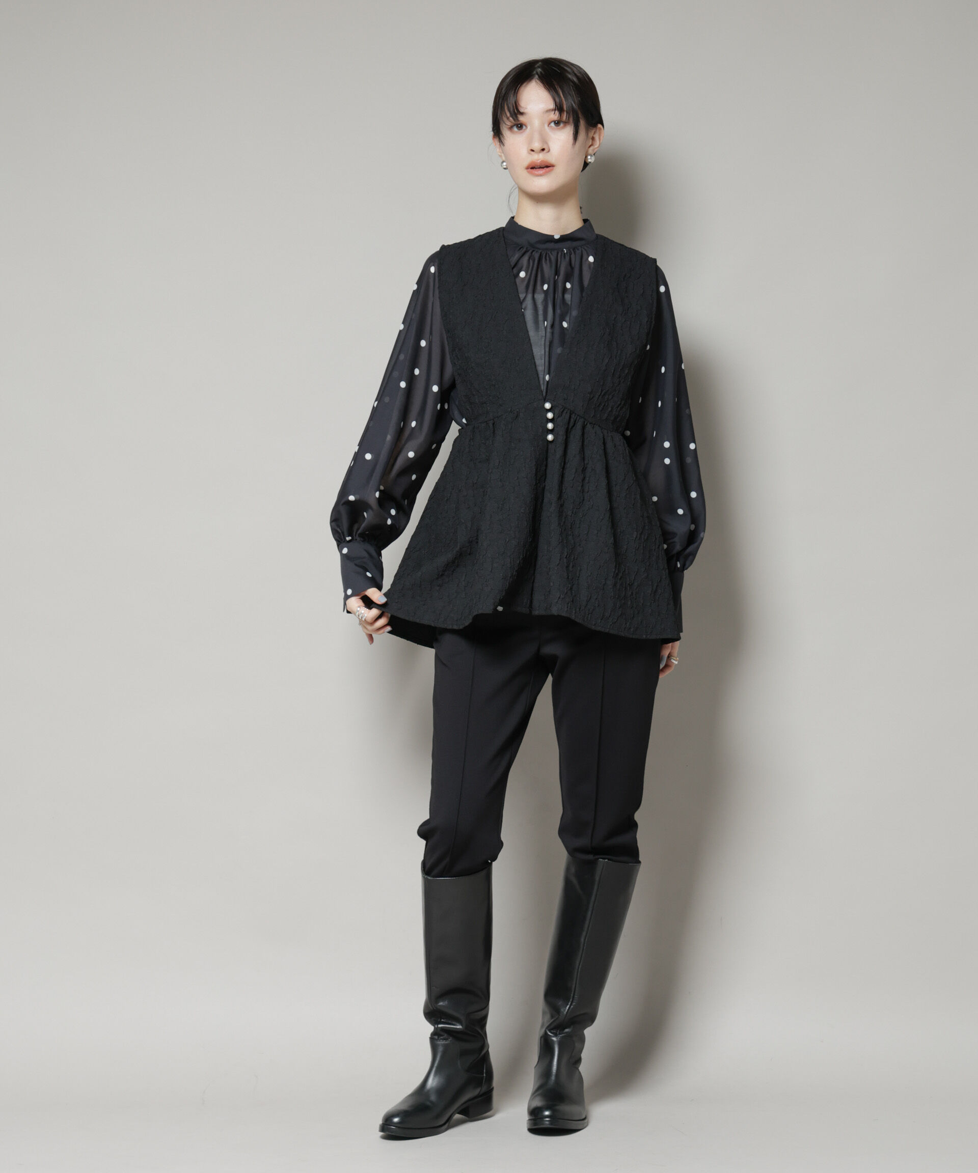 nano･universe「troisiemechaco/PUFFY JACQUARD　ジレ」|テーラードジャケット|