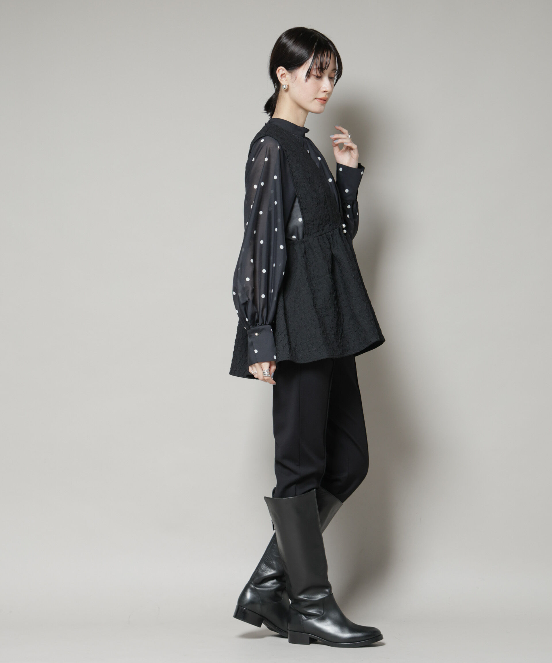 nano･universe「troisiemechaco/PUFFY JACQUARD　ジレ」|テーラードジャケット|