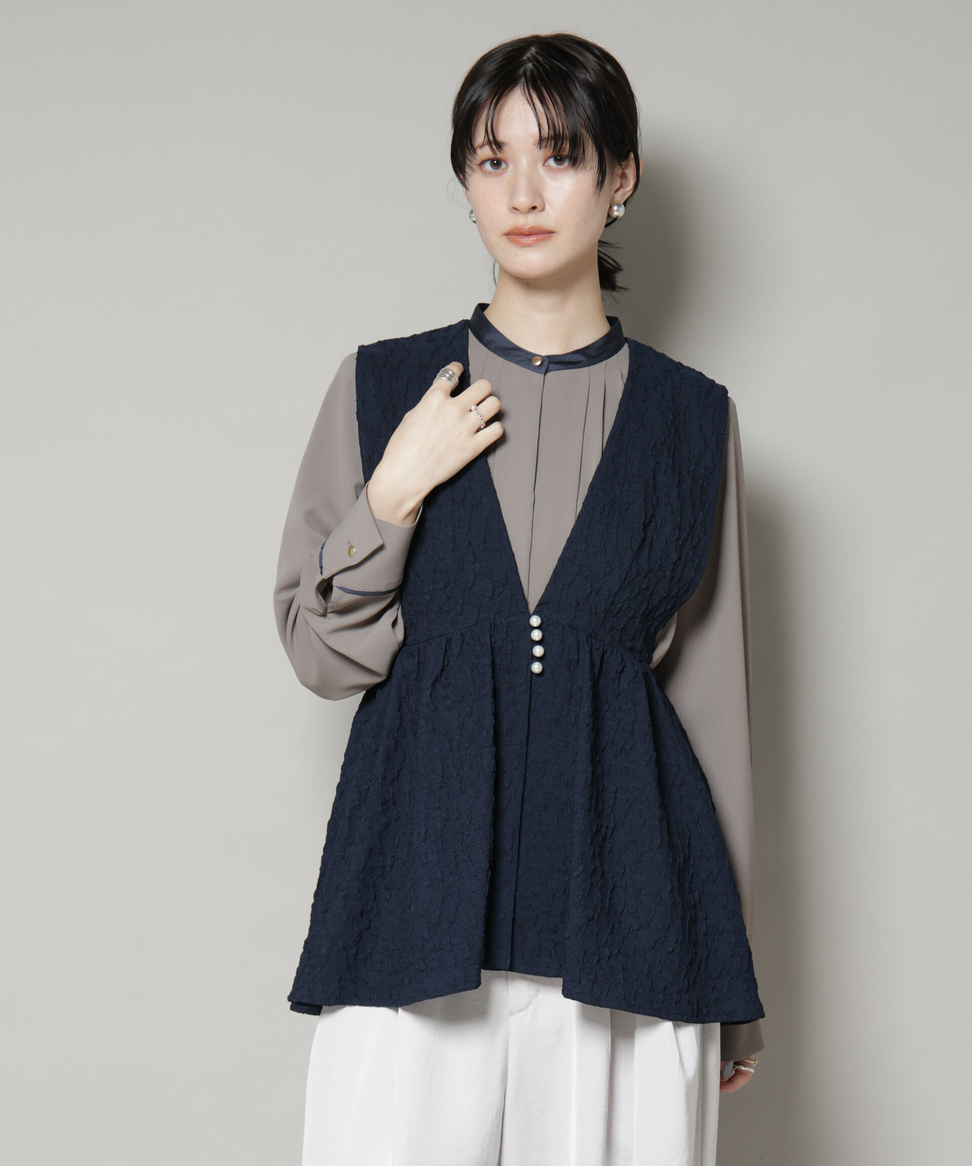 nano･universe「troisiemechaco/PUFFY JACQUARD　ジレ」|テーラードジャケット|