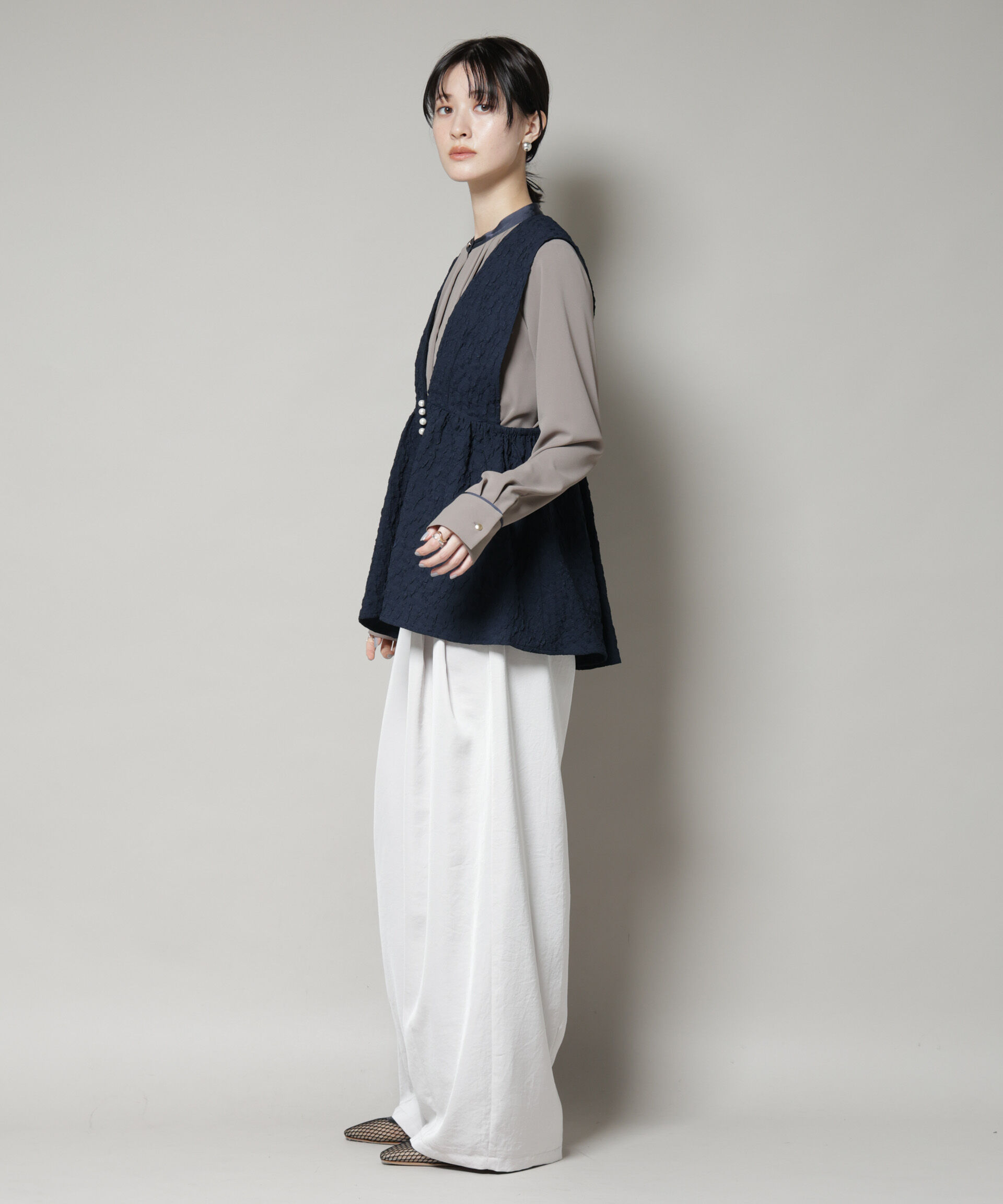 nano･universe「troisiemechaco/PUFFY JACQUARD　ジレ」|テーラードジャケット|