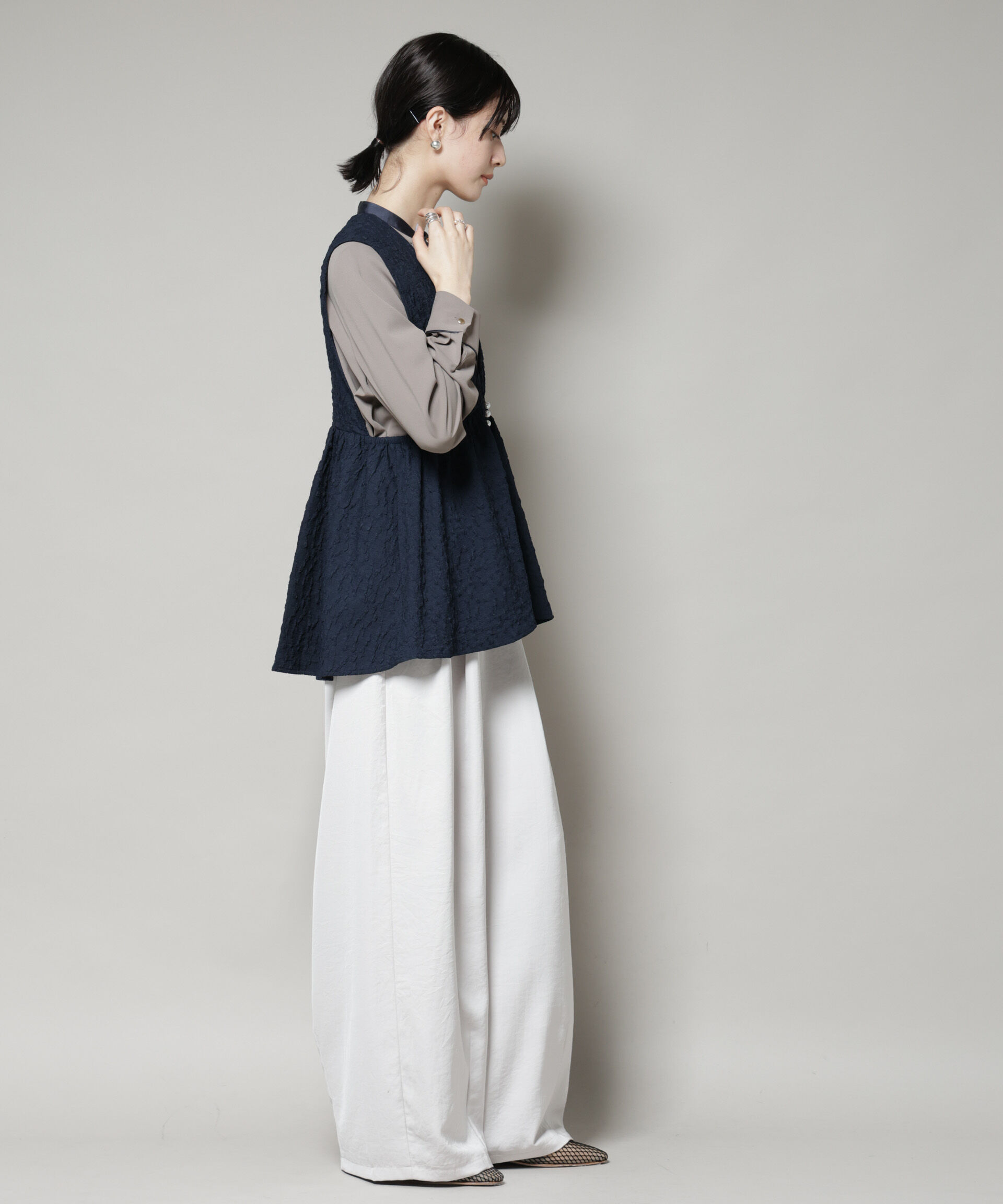 nano･universe「troisiemechaco/PUFFY JACQUARD　ジレ」|テーラードジャケット|