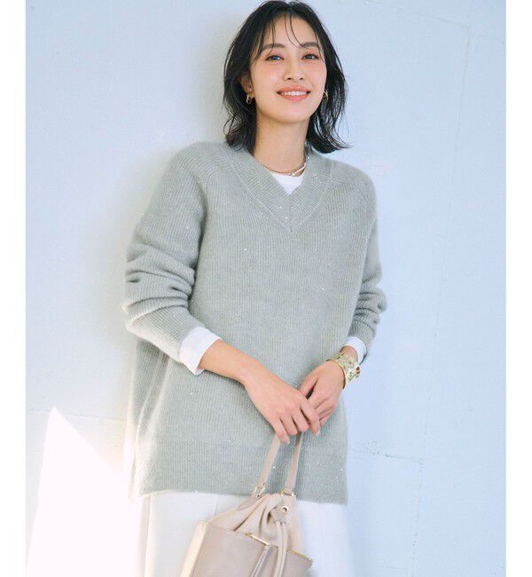 23区「モヘヤミックススパングル Vネック ニット」|ニット・セーター|ﾗｲﾄｸﾞﾘ