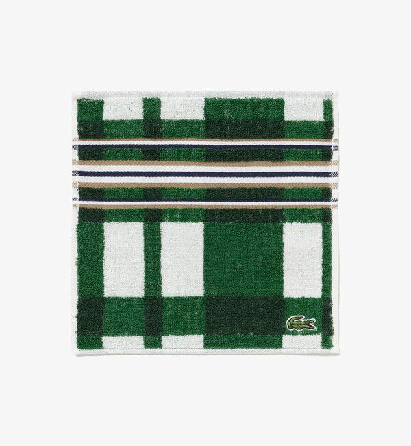 LACOSTE「チェック&ボーダータオルハンカチ」|タオル|グリーン