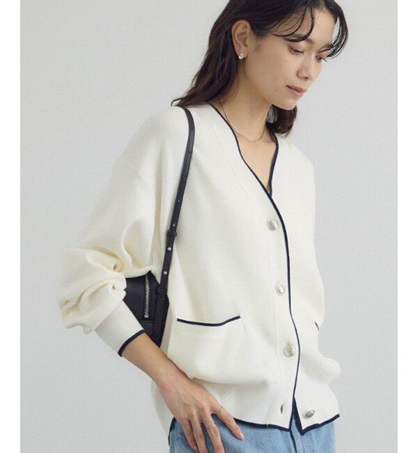 SALON adam et rope'「【WEB限定】メタルボタンスウェットライクラインカーディガン 3[新色追加]」|カーディガン|オフホワイト(15)