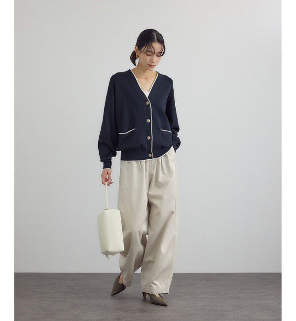 SALON adam et rope'「【WEB限定】メタルボタンスウェットライクラインカーディガン 3[新色追加]」|カーディガン|