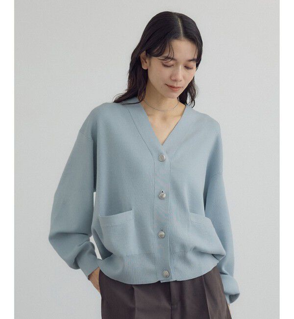 SALON adam et rope'「【WEB限定】メタルボタンスウェットライクラインカーディガン 3[新色追加]」|カーディガン|