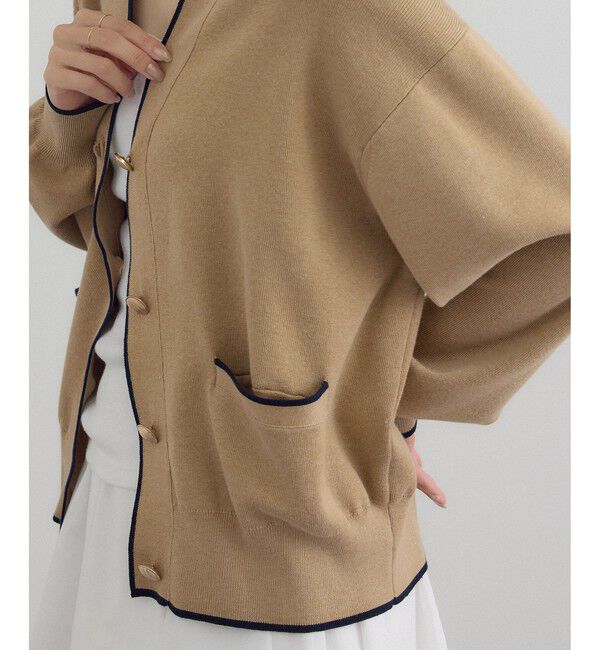 SALON adam et rope'「【WEB限定】メタルボタンスウェットライクラインカーディガン 3[新色追加]」|カーディガン|