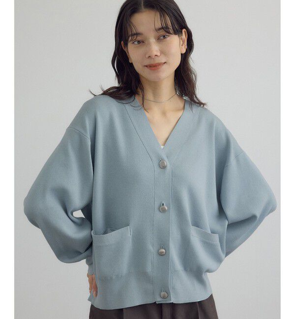 SALON adam et rope'「【WEB限定】メタルボタンスウェットライクラインカーディガン 3[新色追加]」|カーディガン|サックス(48)