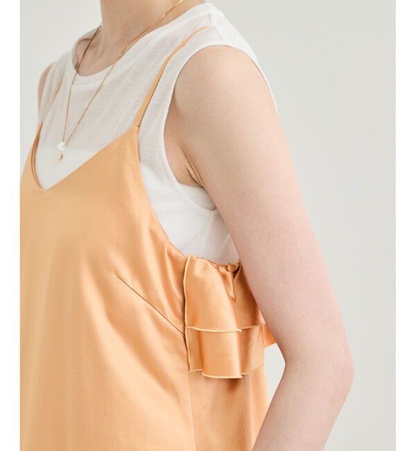 ROPE「【洗える】シャイニーサテンキャミワンピース」|ドレス|