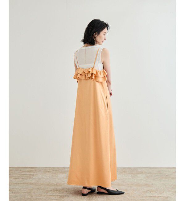 ROPE「【洗える】シャイニーサテンキャミワンピース」|ドレス|