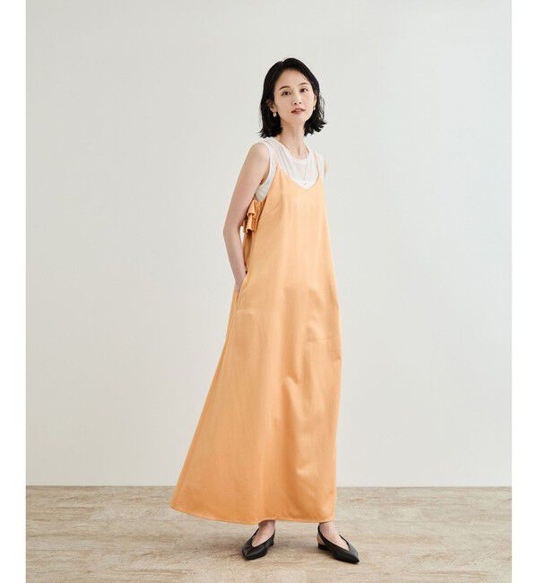ROPE「【洗える】シャイニーサテンキャミワンピース」|ドレス|