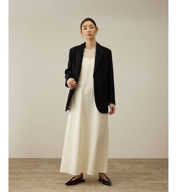 ROPE「【洗える】シャイニーサテンキャミワンピース」|ドレス|