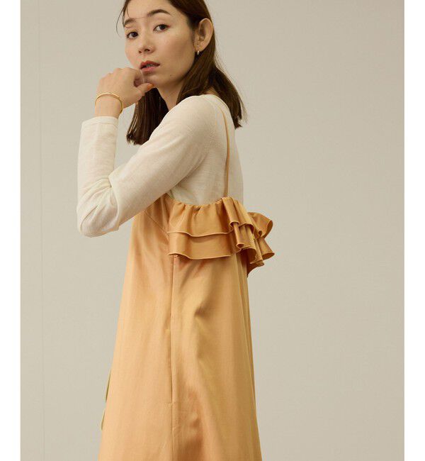 ROPE「【洗える】シャイニーサテンキャミワンピース」|ドレス|