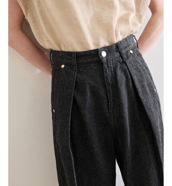 ROPE「【洗える】ワンタック ワイドデニムパンツ」|デニム|