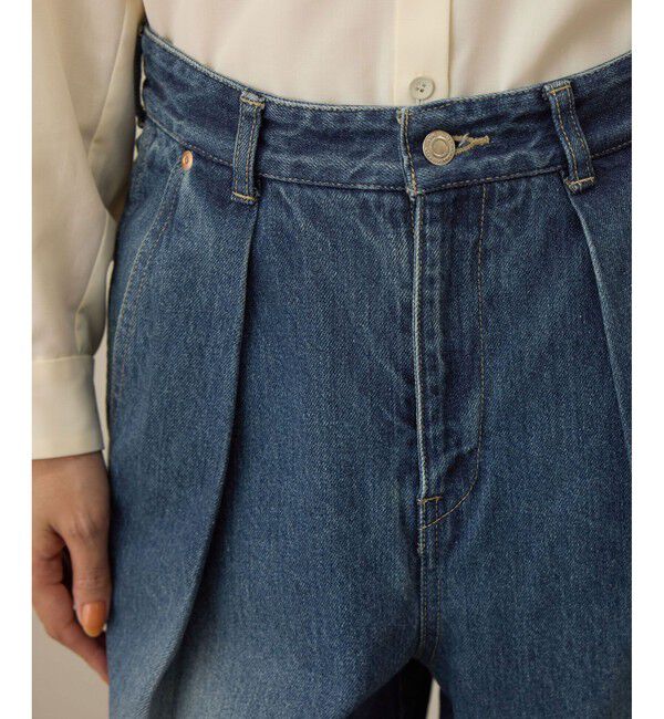 ROPE「【洗える】ワンタック ワイドデニムパンツ」|デニム|