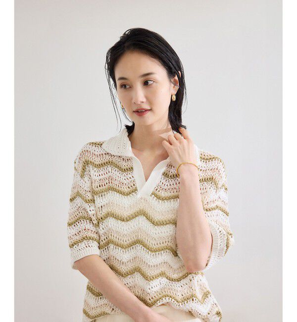 ROPE「【COOHEM（コーヘン）】ZIGZAG SUKASHI KNIT PULLOVER【WEB・一部店舗限定】【一部別注カラー】/洗える」|ポロシャツ|