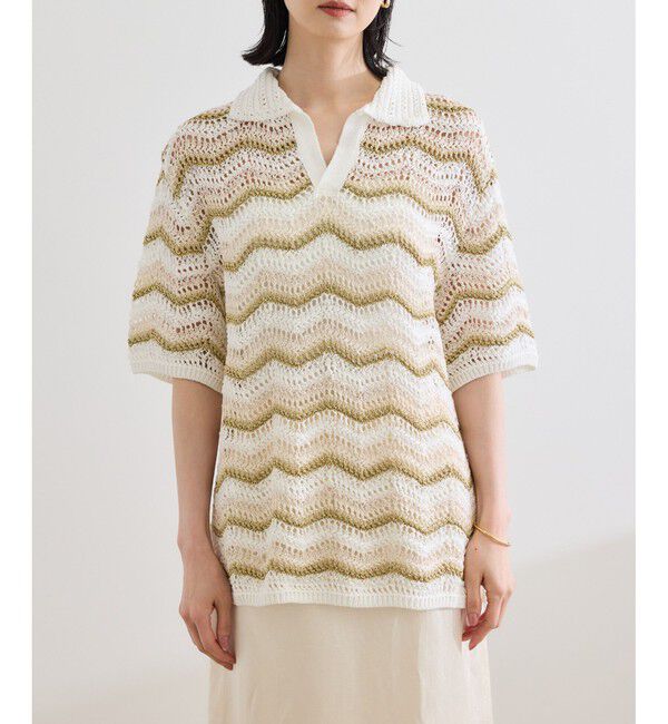ROPE「【COOHEM（コーヘン）】ZIGZAG SUKASHI KNIT PULLOVER【WEB・一部店舗限定】【一部別注カラー】/洗える」|ポロシャツ|