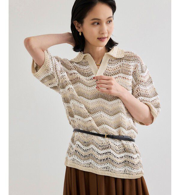 ROPE「【COOHEM（コーヘン）】ZIGZAG SUKASHI KNIT PULLOVER【WEB・一部店舗限定】【一部別注カラー】/洗える」|ポロシャツ|キナリ(16)