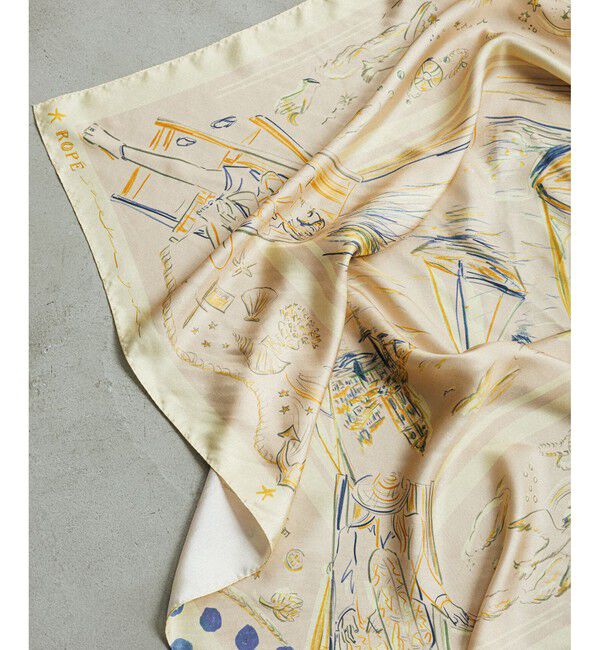 ROPE「【YUKO SAEKI for ROPE&rsquo;・コラボ】スカーフ柄プリント シルクスカーフ/Lサイズ」|バンダナ・スカーフ|