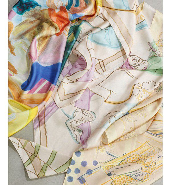 ROPE「【YUKO SAEKI for ROPE&rsquo;・コラボ】スカーフ柄プリント シルクスカーフ/Lサイズ」|バンダナ・スカーフ|