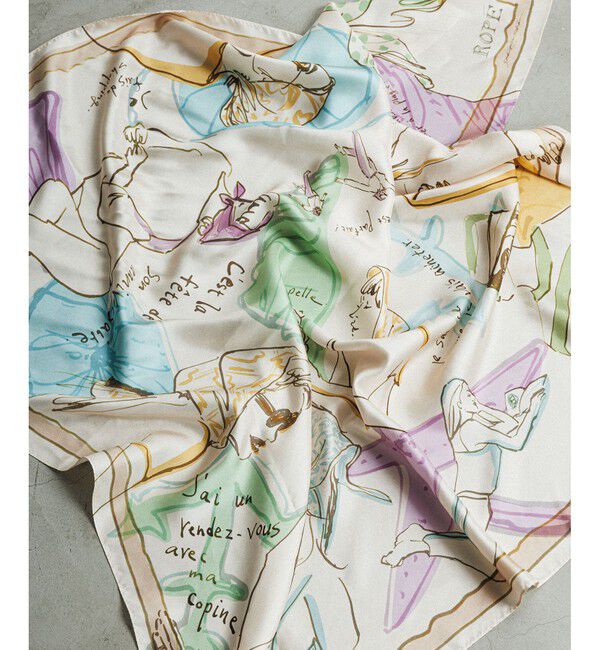 ROPE「【YUKO SAEKI for ROPE&rsquo;・コラボ】スカーフ柄プリント シルクスカーフ/Lサイズ」|バンダナ・スカーフ|