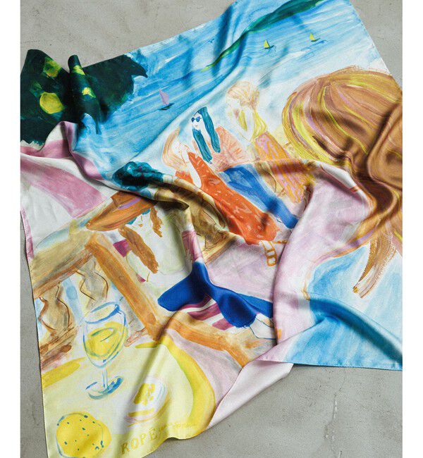 ROPE「【YUKO SAEKI for ROPE&rsquo;・コラボ】スカーフ柄プリント シルクスカーフ/Lサイズ」|バンダナ・スカーフ|